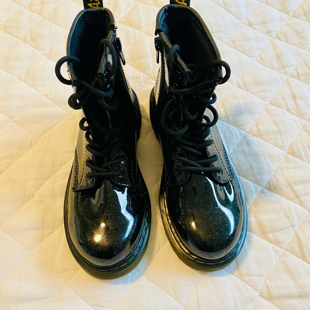 Dr. Martens Kids Black Glitter Boots